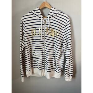 Old Navy Blue and White Striped Zip Up Jacket